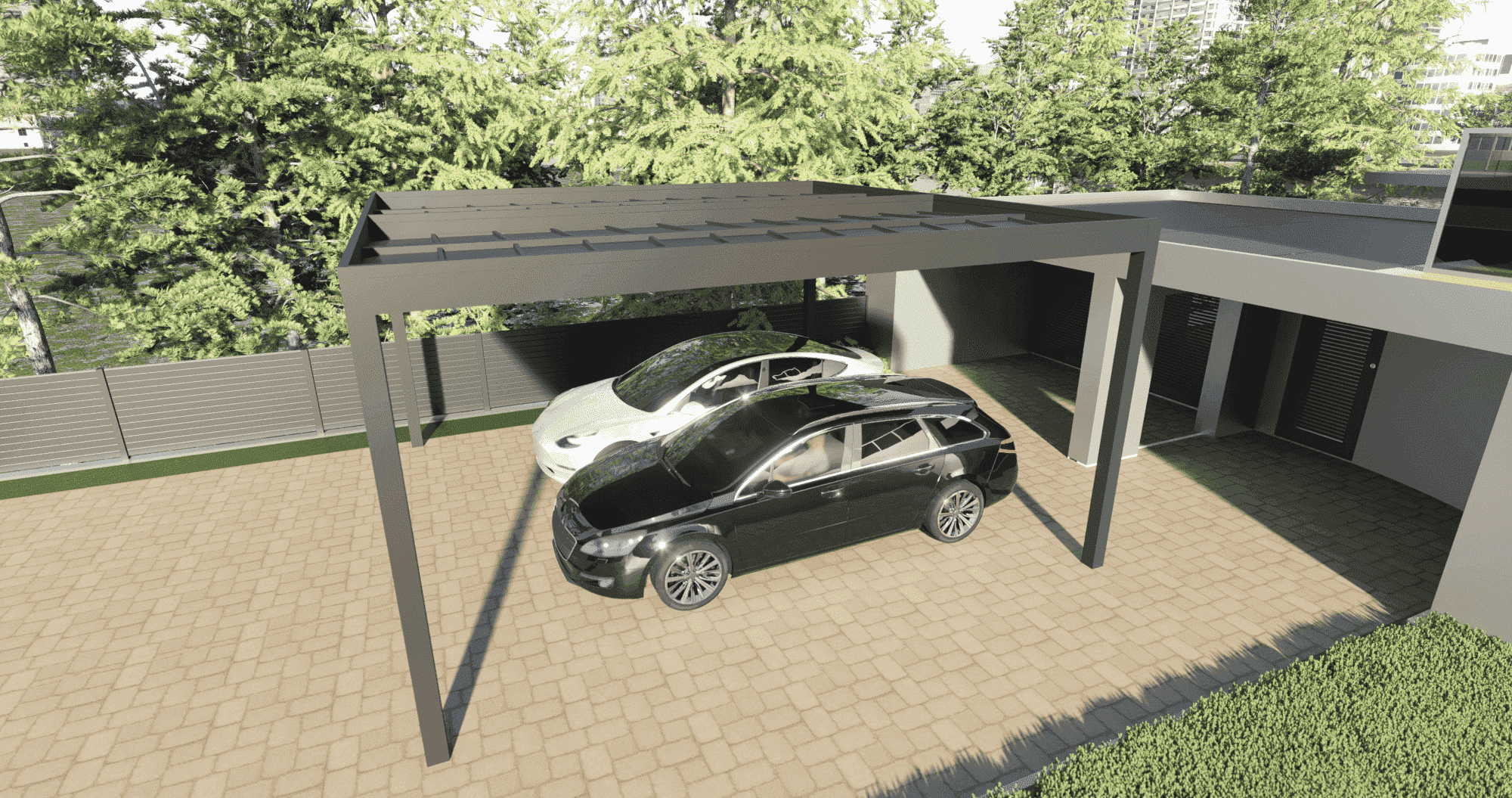 Carport design double sur mesure - Aluminium anodisé