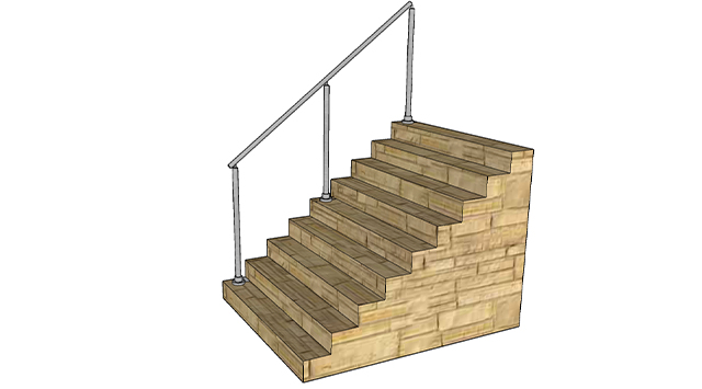 Rampe d'escalier avec poteau